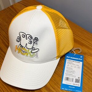Hoka White and Yellow Graphic Trucker Hat